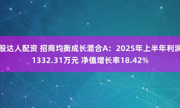 股达人配资 招商均衡成长混合A：2025年上半年利润1332.31万元 净值增长率18.42%